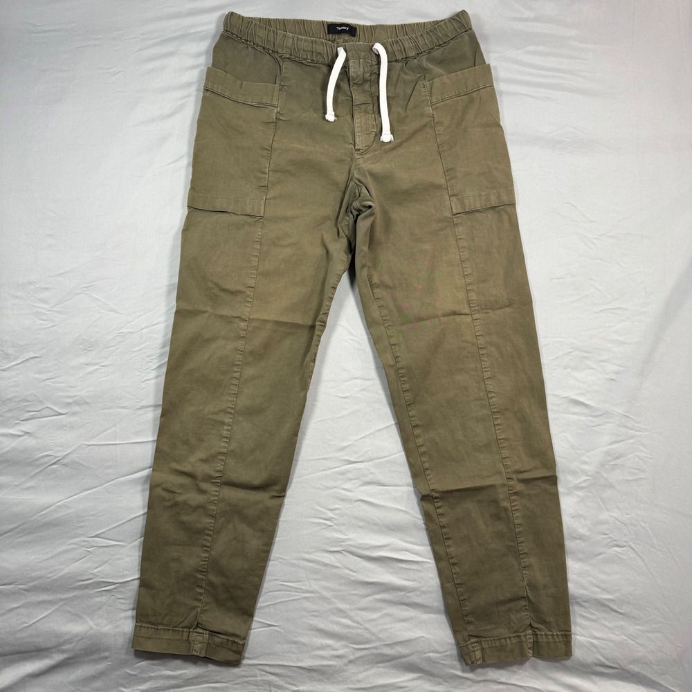 Theory Santos Patton Olive Green Cargo Jogger Pants Mens S Stretch Pockets